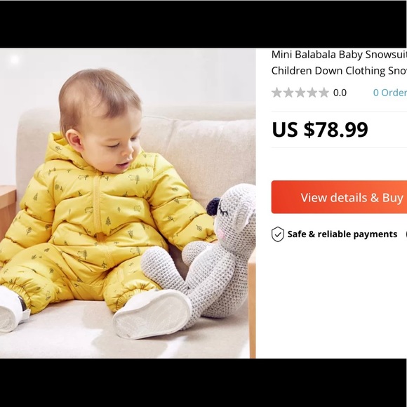 Mini Balabala Gray Floral Baby Snowsuit☃️ - Picture 13 of 16